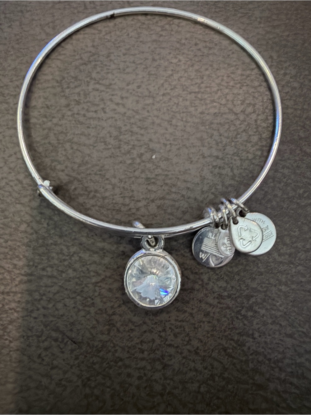 Alex and Ani Silver Bracelet with Clear Crystal Charm